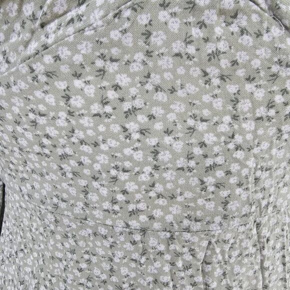 Hollister XS Gray Floral Mini Dress Long Sleeve Smocked Back Sweetheart - Picture 7 of 10